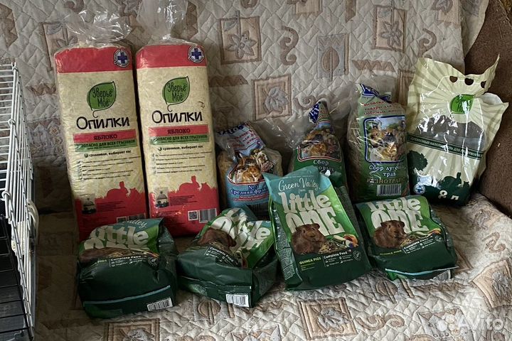 Клетка для морских свинок+ корм, сено, опилки