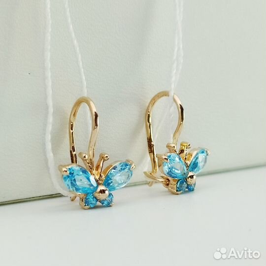 Золотые серьги с камнем