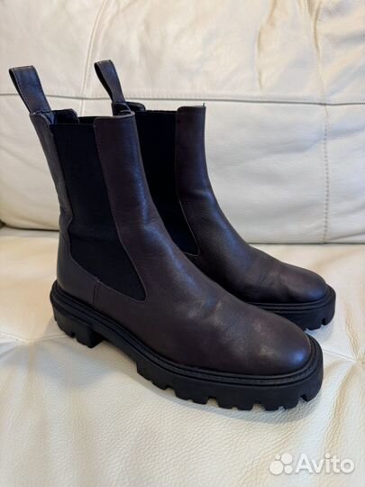 Сапоги Zara, 37,5-39, нат.кожа