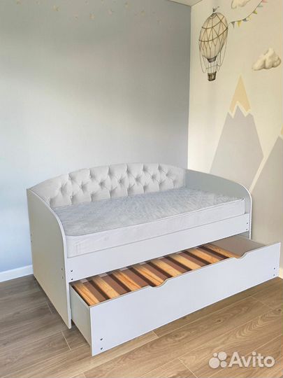 Кровать лдсп мягк спинка детская 2е спальное