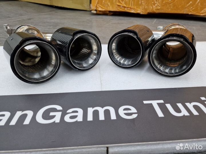 Насадки выхлопа BMW G30 карбон глянец двойные
