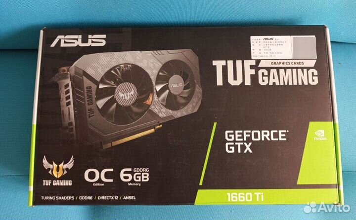 Видеокарта asus TUF gaming GTX 1660 TI