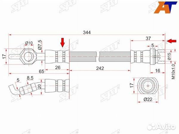 Шланг тормозной передний toyota mark II wagon blit