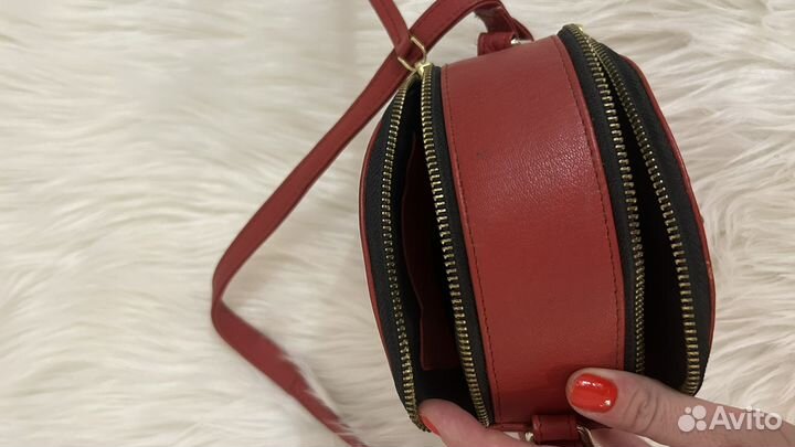 Сумка кожаная top shop красная кросс - боди