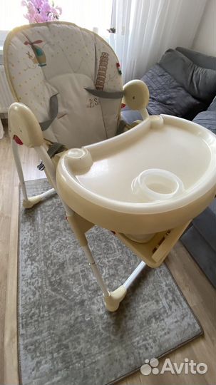 Стульчик для кормления белый шезлонг sweet baby