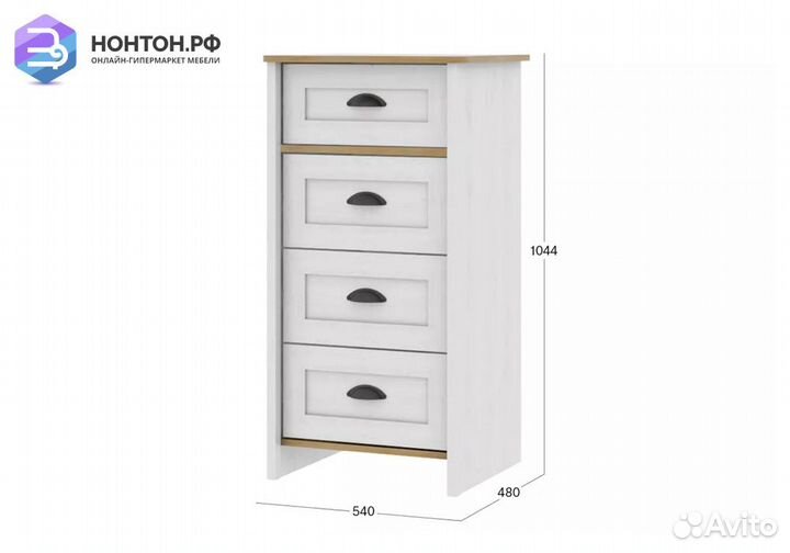 Комод с 4-мя ящикамиТифанидубнебраска / белый