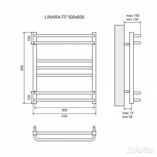 Полотенцесушитель водяной Lemark Linara П7 LM04607