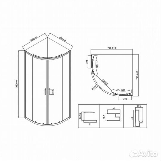 Душевой уголок Vincea City VSQ-5CT 80x80 стек риф