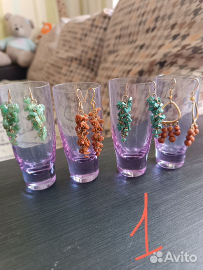 Серги с натуральными камнями