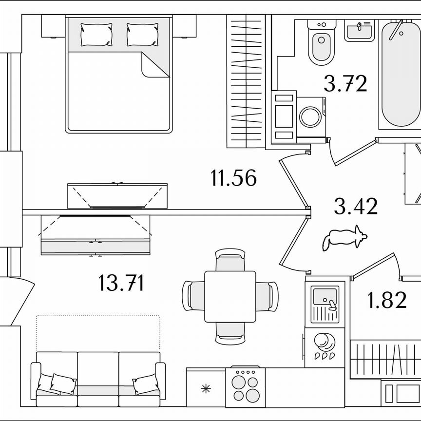 1-к. квартира, 35,4 м², 7/9 эт.