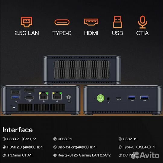 Мини пк gmktec M6. Ryzen 6600H, 0/0 гб