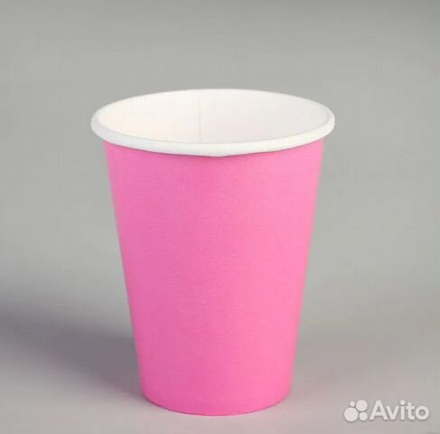 Бумажные стаканы 350 мл розовые