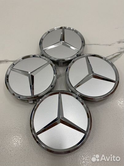 Колпачок серебристый mercedes 75 мм с хром звездой