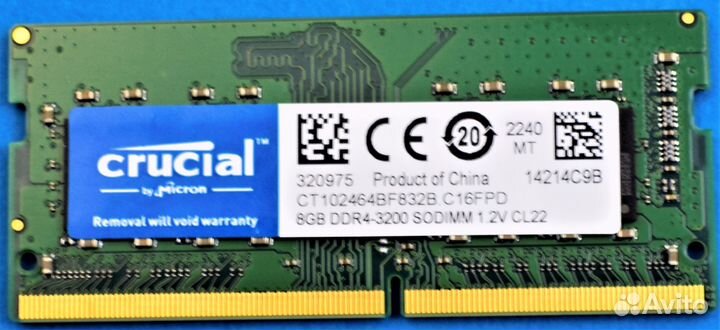 Оперативная Память DDR4 8GB 3200MHz Crucial sodimm