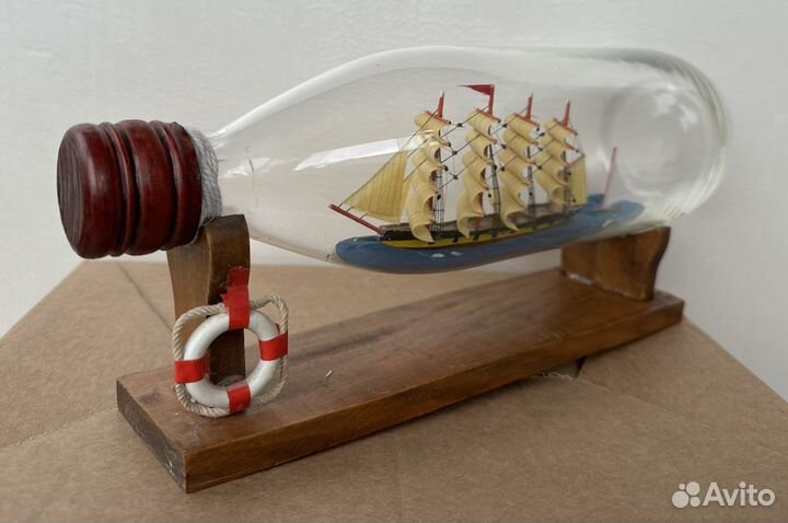 Корабль Парусник в Бутылке Море Винтаж Сувенир