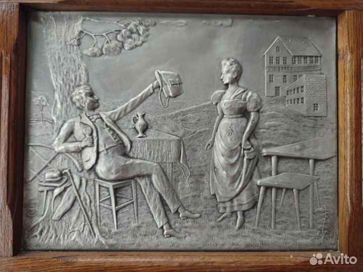 Панно картина олово винтаж Германия