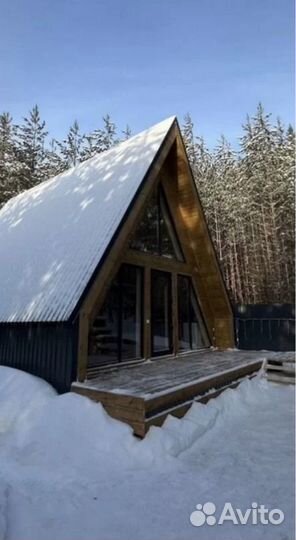 Проект дома A-frame 6х8 с аттиковыми cтенaми