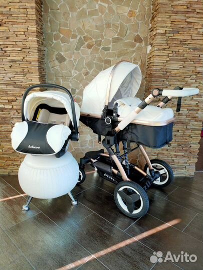 Коляска Белеко 2 в1и 3 в1 экокожа белая