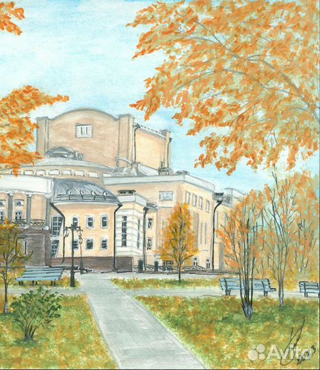 Картина акварель 21*30 Театр Кудымкар