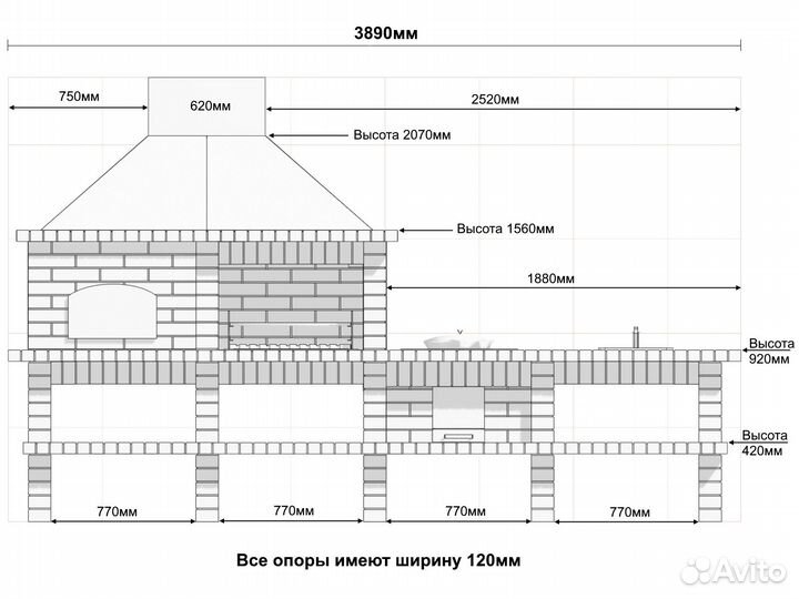 Зона барбекю / Модульная печь из кирпича