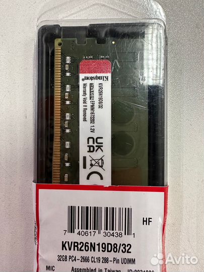 Новая DDR4 32 gb Kingston KVR26N19D8/32 2666 mhz