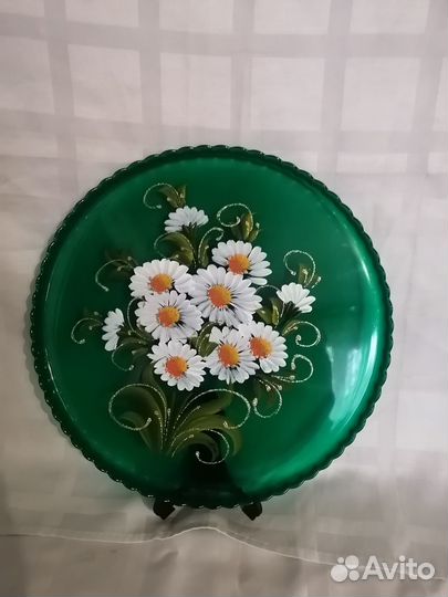 Блюдо цветное стекло СССР