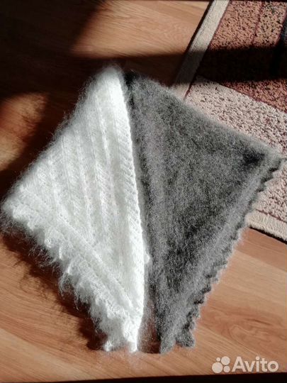 Косынка(платок -шаль) из серого козьего пуха