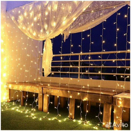 Электрическая гирлянда штора, светодиодная, (1,5м*