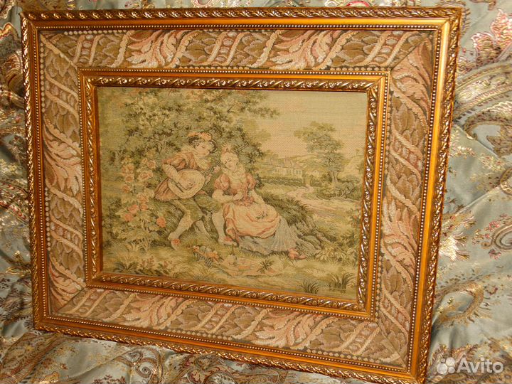 Антик Мюнхен старинный гобелен Германия в раме
