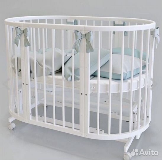 Овальная кроватка 7 в 1 с матрасами