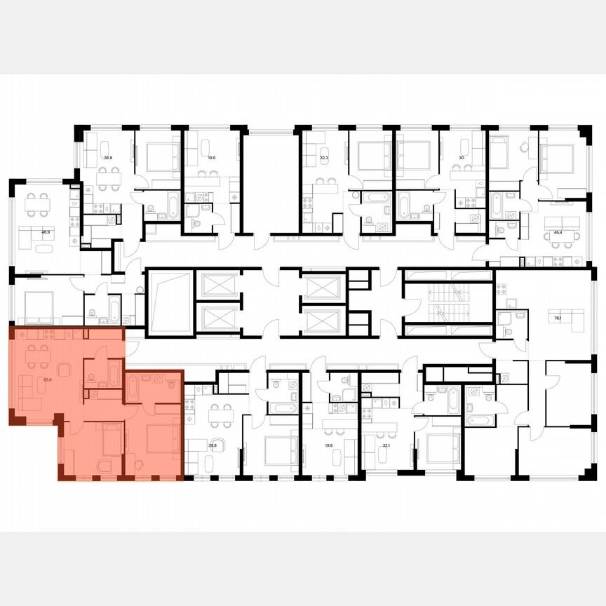2-к. квартира, 65,6 м², 26/30 эт.
