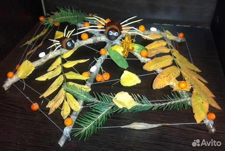 Осенняя поделка из природных материалов. Паучек