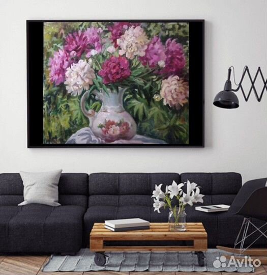 Пионы натюрморт 50х60 /холст,масло