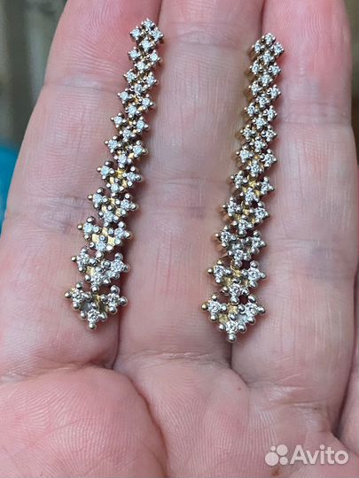 Золотые серьги с бриллиантами 585 проба