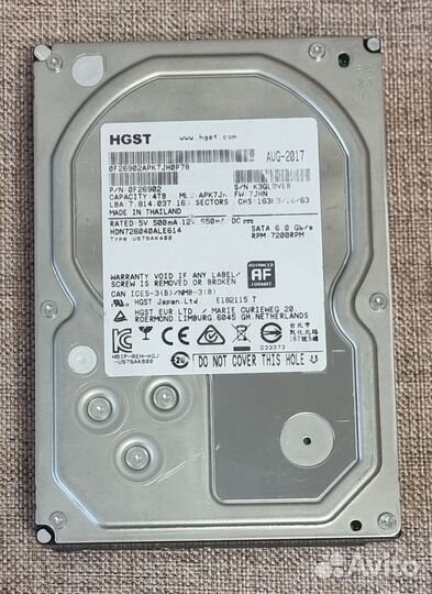 HDD HGSt на 4Тб