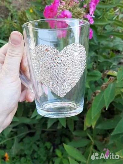 Чайная кружка с инициалами из страз