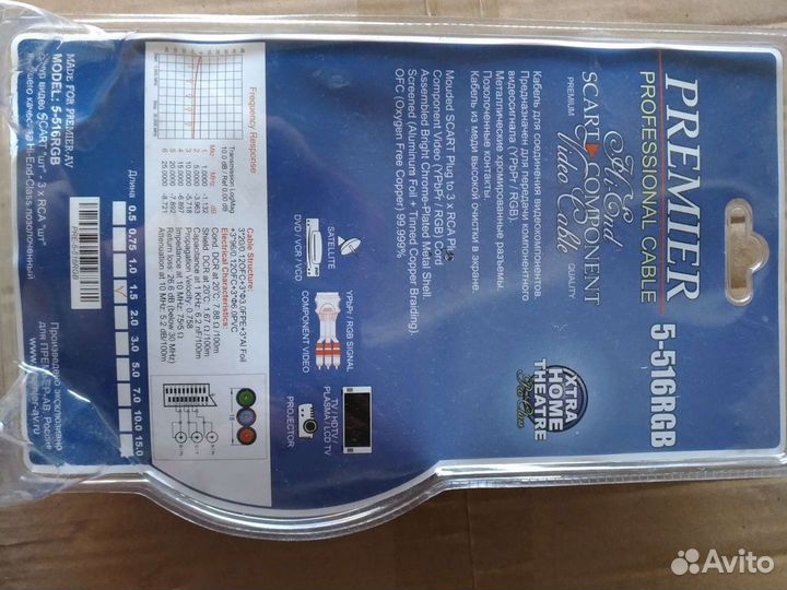 Шнур scart -Component 1,5 м. Компонентный