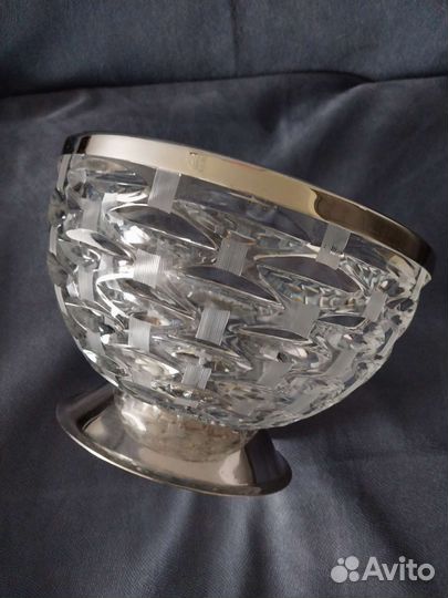 Ваза хрустальная СССР с ободком на ножке19,5х13см