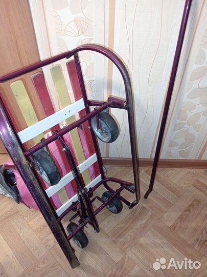 Коляска санки с колёсами выдвижными