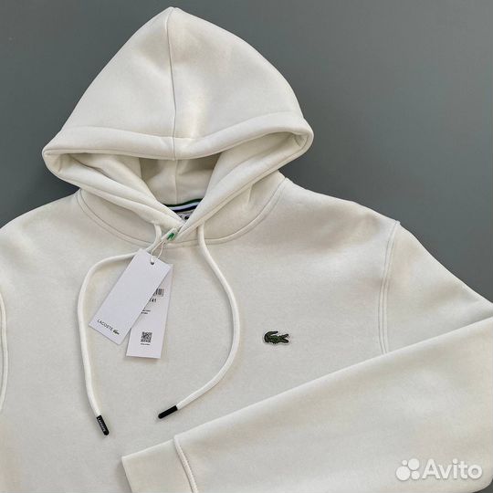 Толстовка lacoste белая с начесом