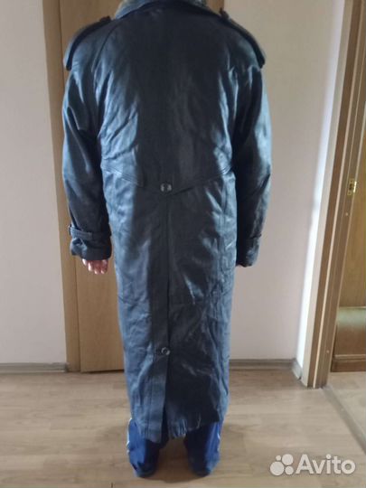 Пальто мужское кожаное с утеплитем