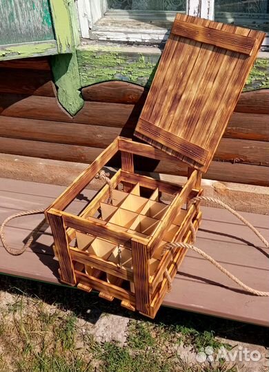 Подарочный крафтовый ящик для пикника с пивом