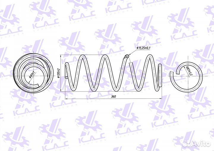 Пружина (2 шт.) передней подвески Volkswagen Polo