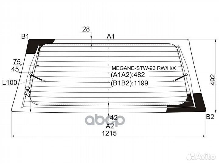 Стекло заднее с обогревом renault megane 5D WGN