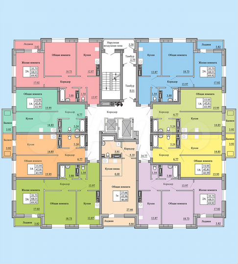 1-к. квартира, 44 м², 5/16 эт.