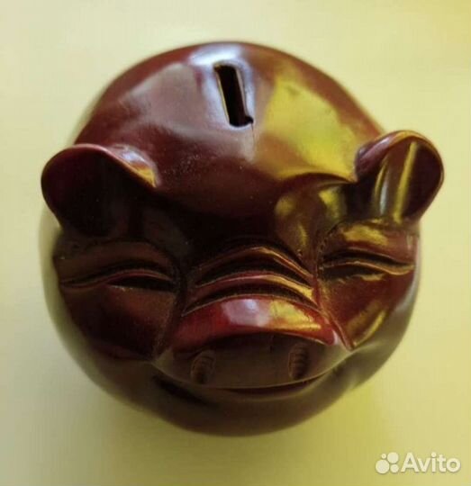 Копилка деревянная свинья новая