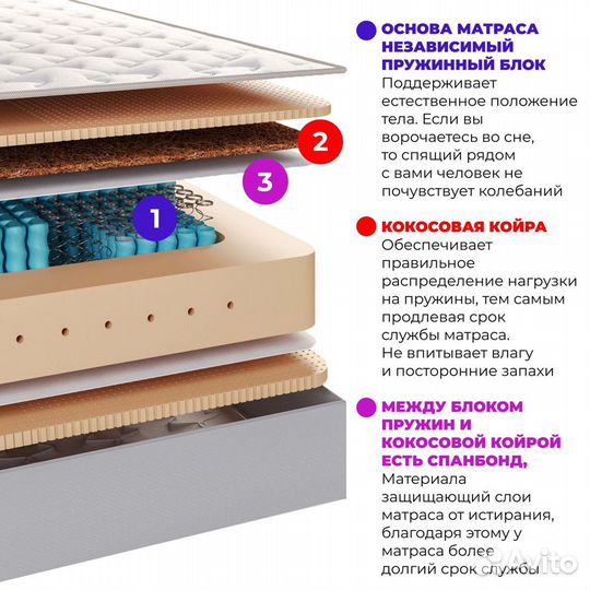 Матрас 160х200 Двуспальный Люкс новый