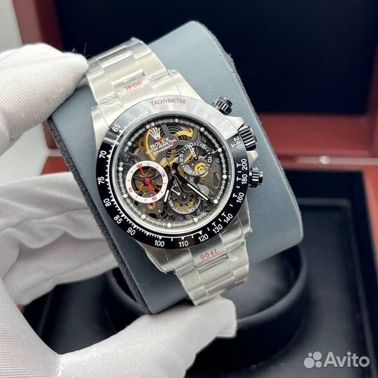 Rolex Daytona steel скелетон часы