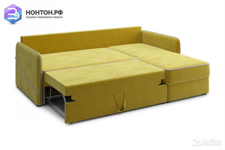 Диван угловой дельфин Энерджи горчичный