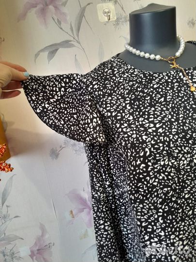 Блуза чёрно белая, 52р. Новая